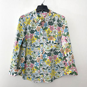 Boden Size 12R UK16R Shirt Botanical Print Cotton Long Sleeve Button Front Women
